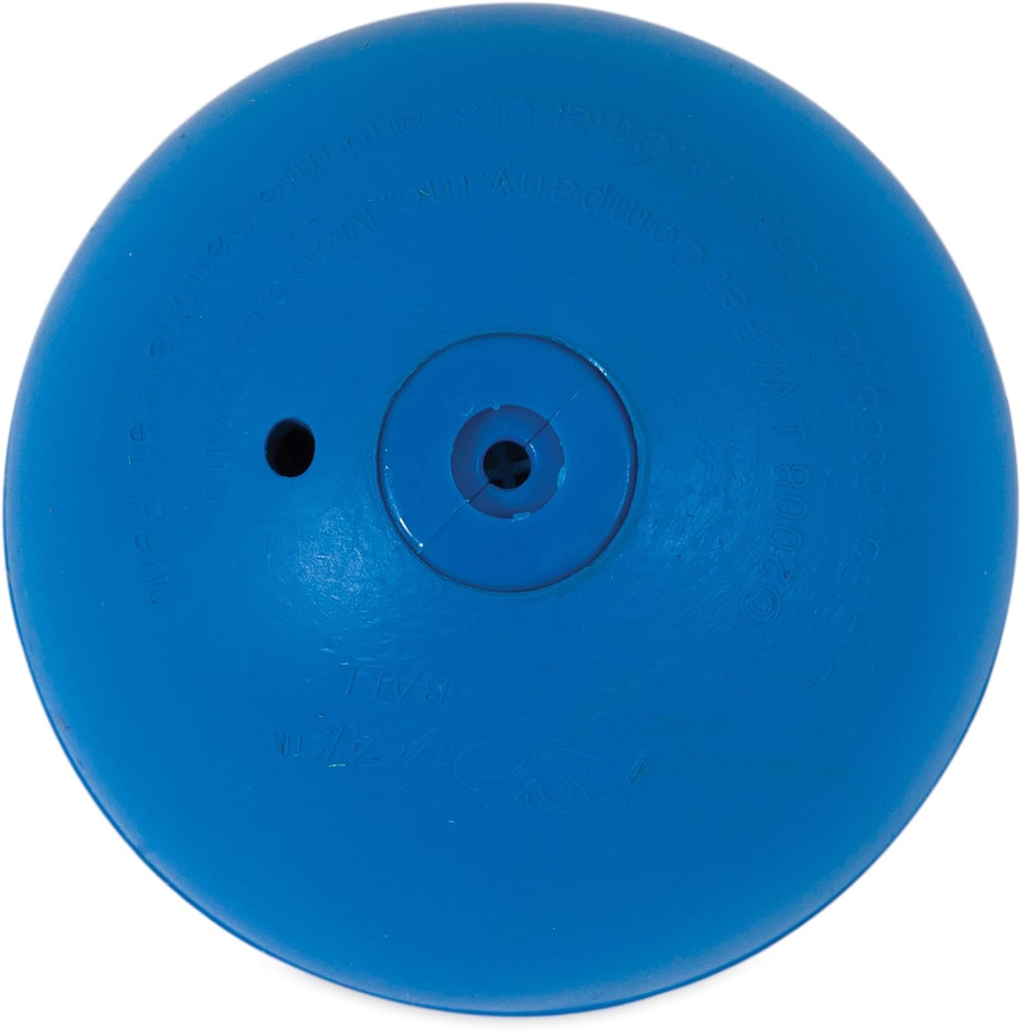 JW iSqueak medium dog ball shown from an alternate angle.