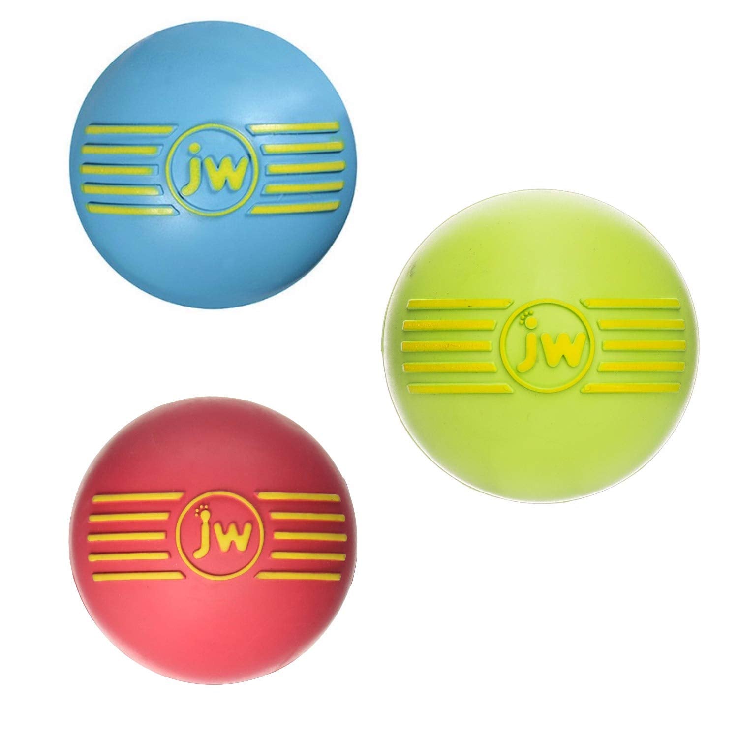 JW iSqueak medium dog ball shown from the front.