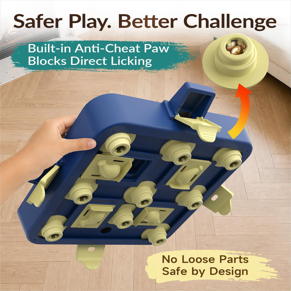 KADTC Dog Chess Puzzle Toy being worked on by a dog during a puzzle session.
