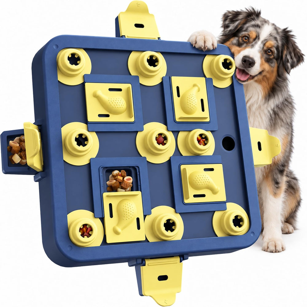 KADTC Dog Chess Puzzle Toy shown from the front with its puzzle board and game pieces.