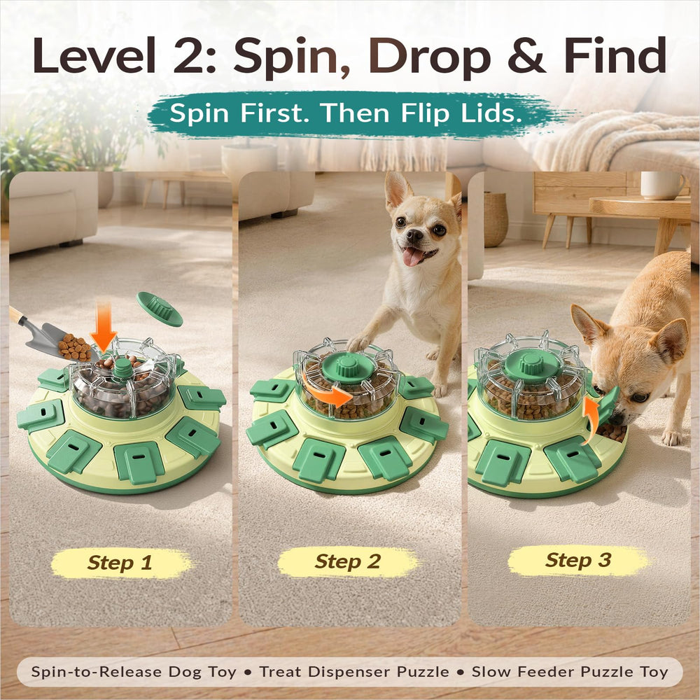KADTC dog puzzle feeder detail showing the clear center chamber.