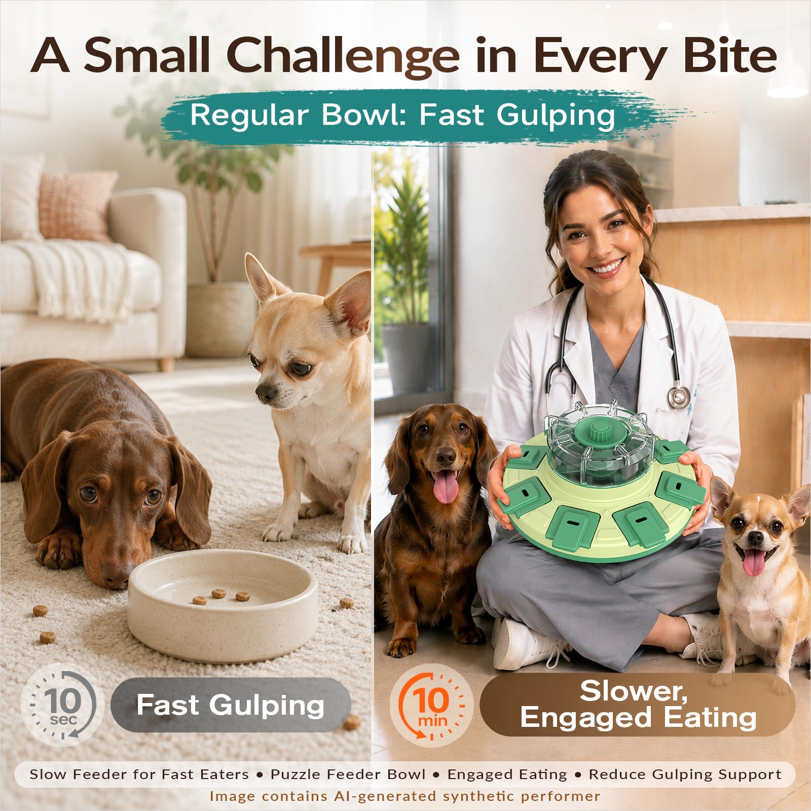 KADTC dog puzzle feeder close-up highlighting its food-grade PP construction.