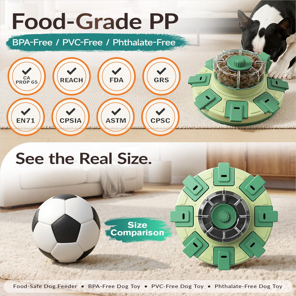 KADTC dog puzzle feeder underside detail with non-slip feet.