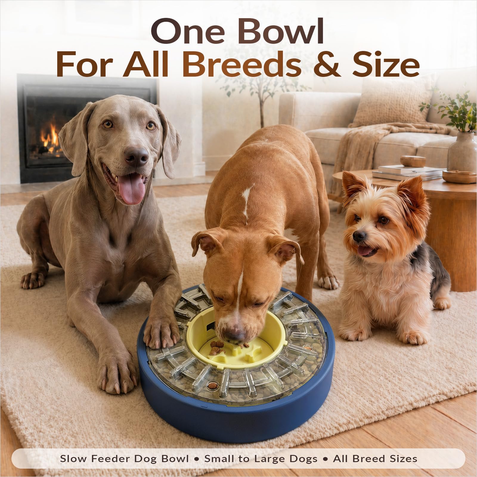 A dog using the KADTC slow feeder dog bowl for paw-powered puzzle play.