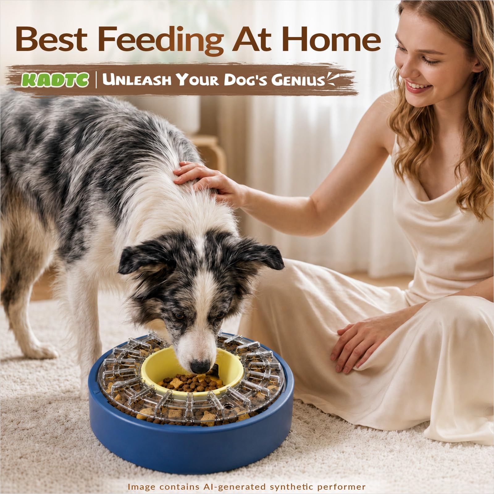 KADTC slow feeder dog bowl shown from a side angle.