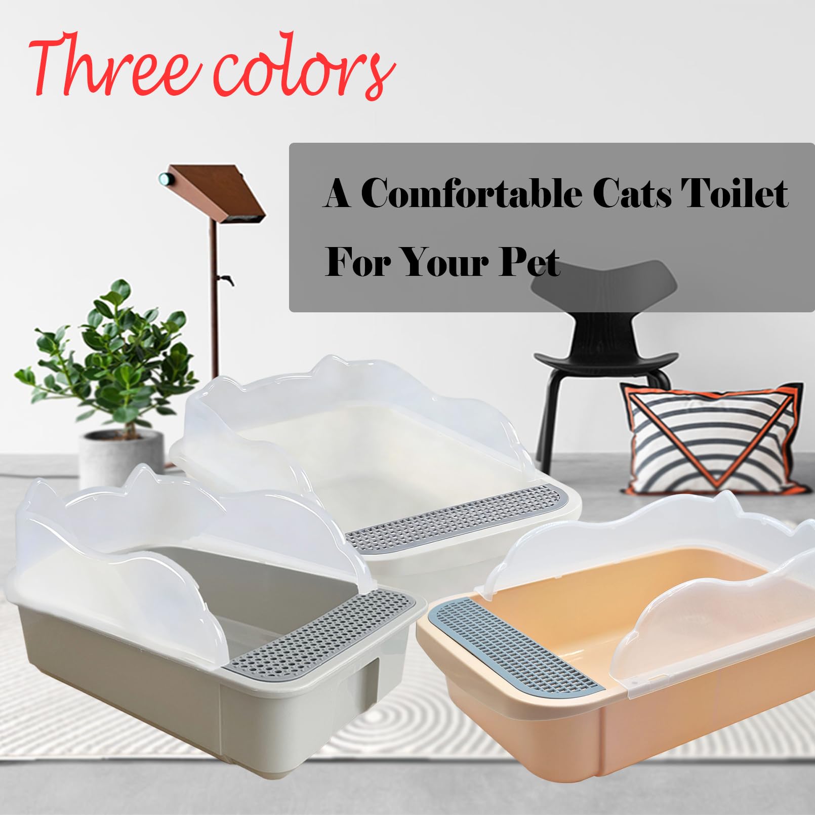 kathson cat litter box shown with the included litter scoop.