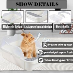 kathson kitten litter box highlighting the low entry into its open tray.