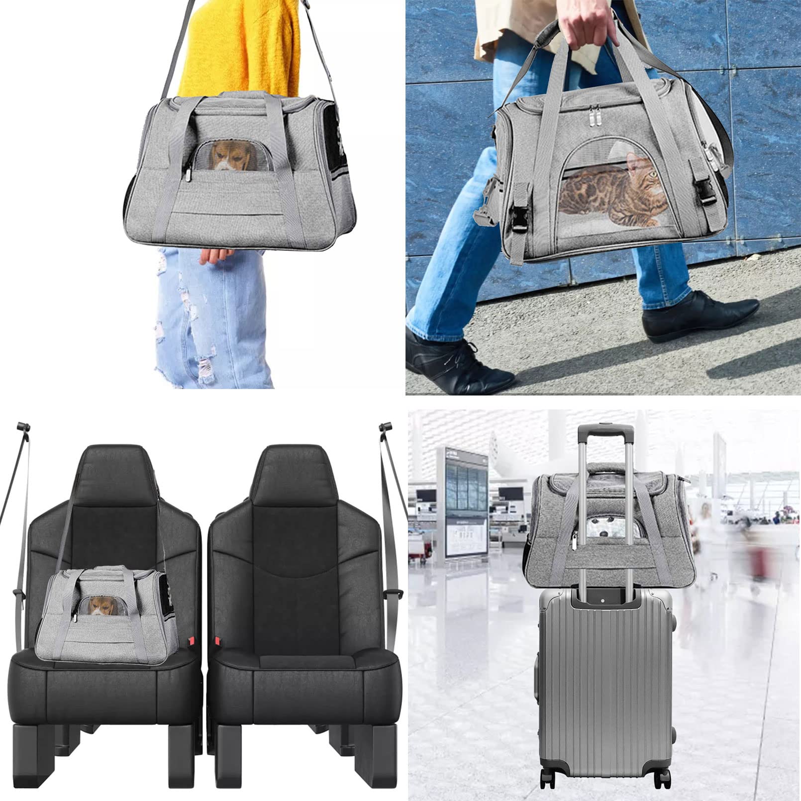 kathson rabbit travel carrier bag shown with its fleece pet mat.