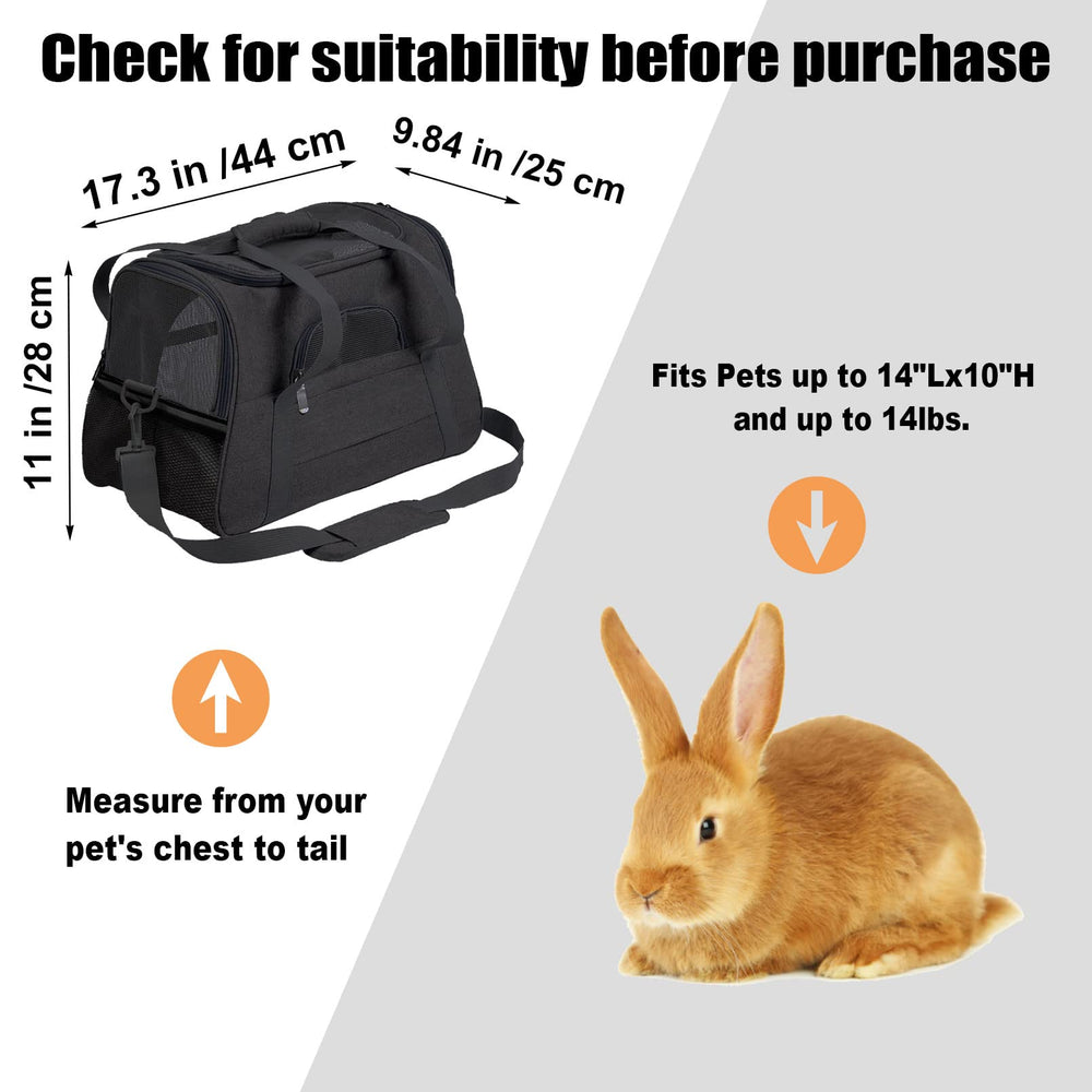 kathson rabbit travel carrier bag showing its mesh panels on the sides and top.
