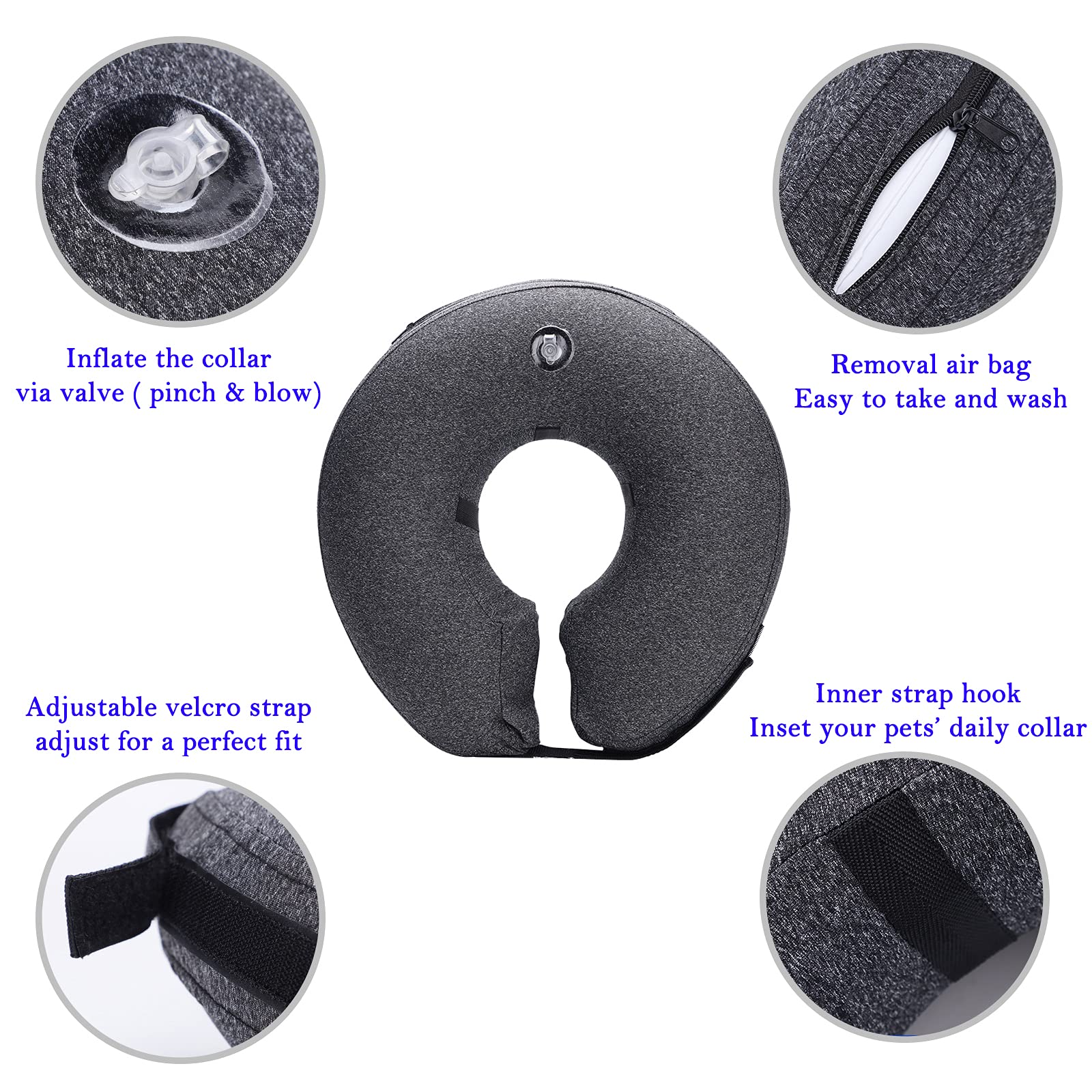 Katoggy inflatable dog collar showing the soft plush outer cover.