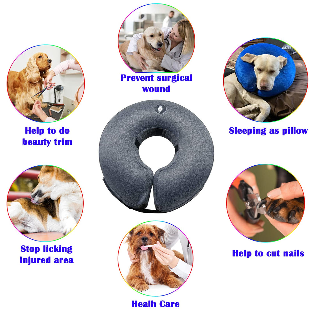 Katoggy inflatable dog collar with the adjustable Velcro strap in view.