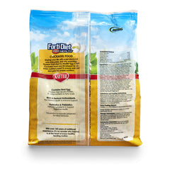 Kaytee Forti-Diet Egg-Cite cockatiel food with a close view of its egg crumbles.