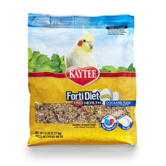 Kaytee Forti-Diet Egg-Cite cockatiel food shown from the front of its package.
