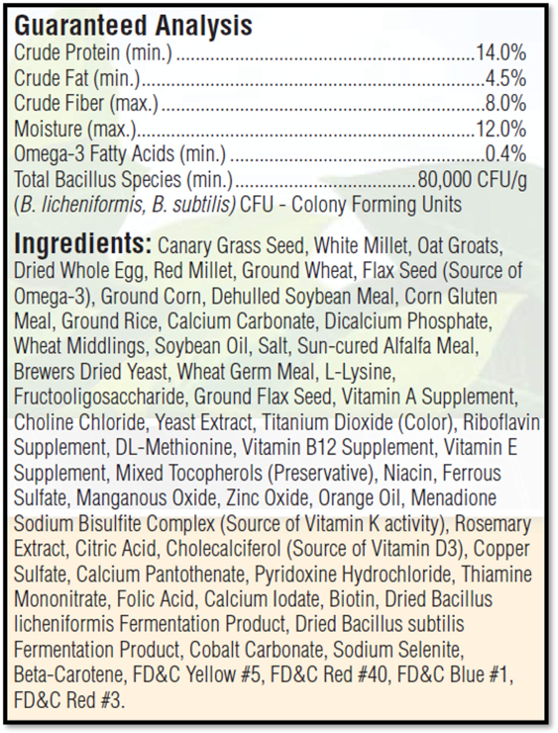 Kaytee Forti-Diet Egg-Cite cockatiel food shown as a complete package.