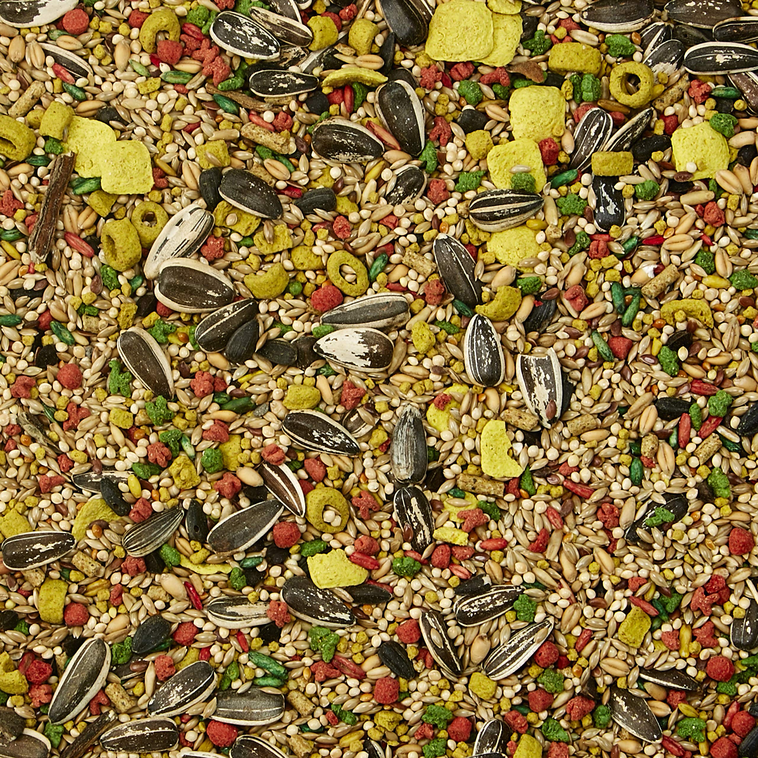 Kaytee Forti-Diet Egg-Cite cockatiel food showing its seed-and-grain blend.