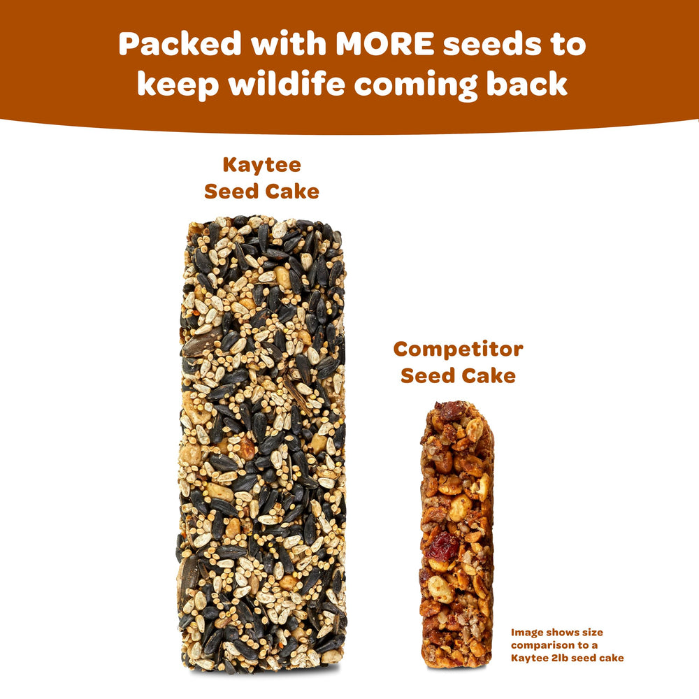 Kaytee Corn-A-Plenty Seed Cake shown as a formed food block.