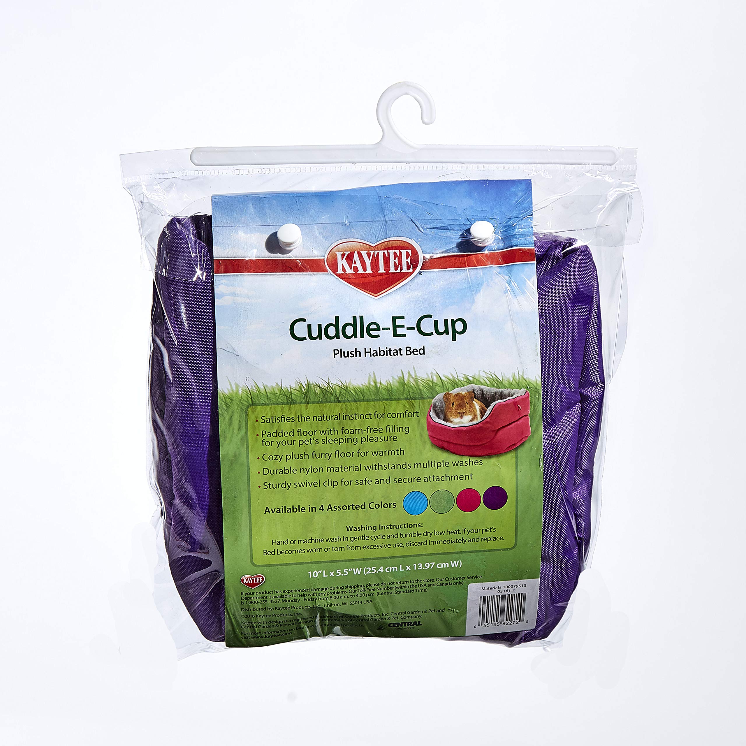 Kaytee Cuddle-E-Cup bed highlighting the cage straps.