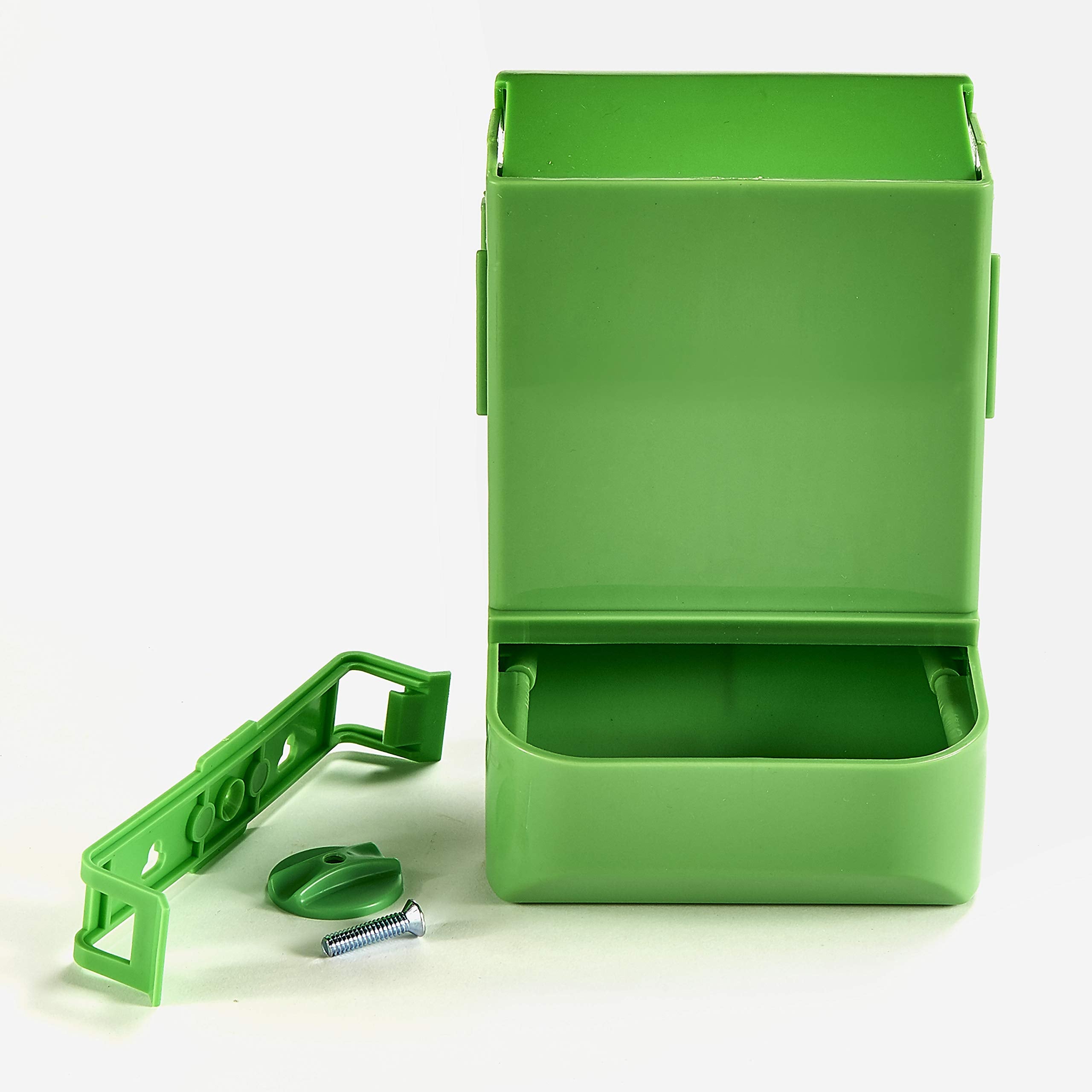 Kaytee Gravity Bin Feeder With Bracket Assorted showing the pellet-sifting floor.