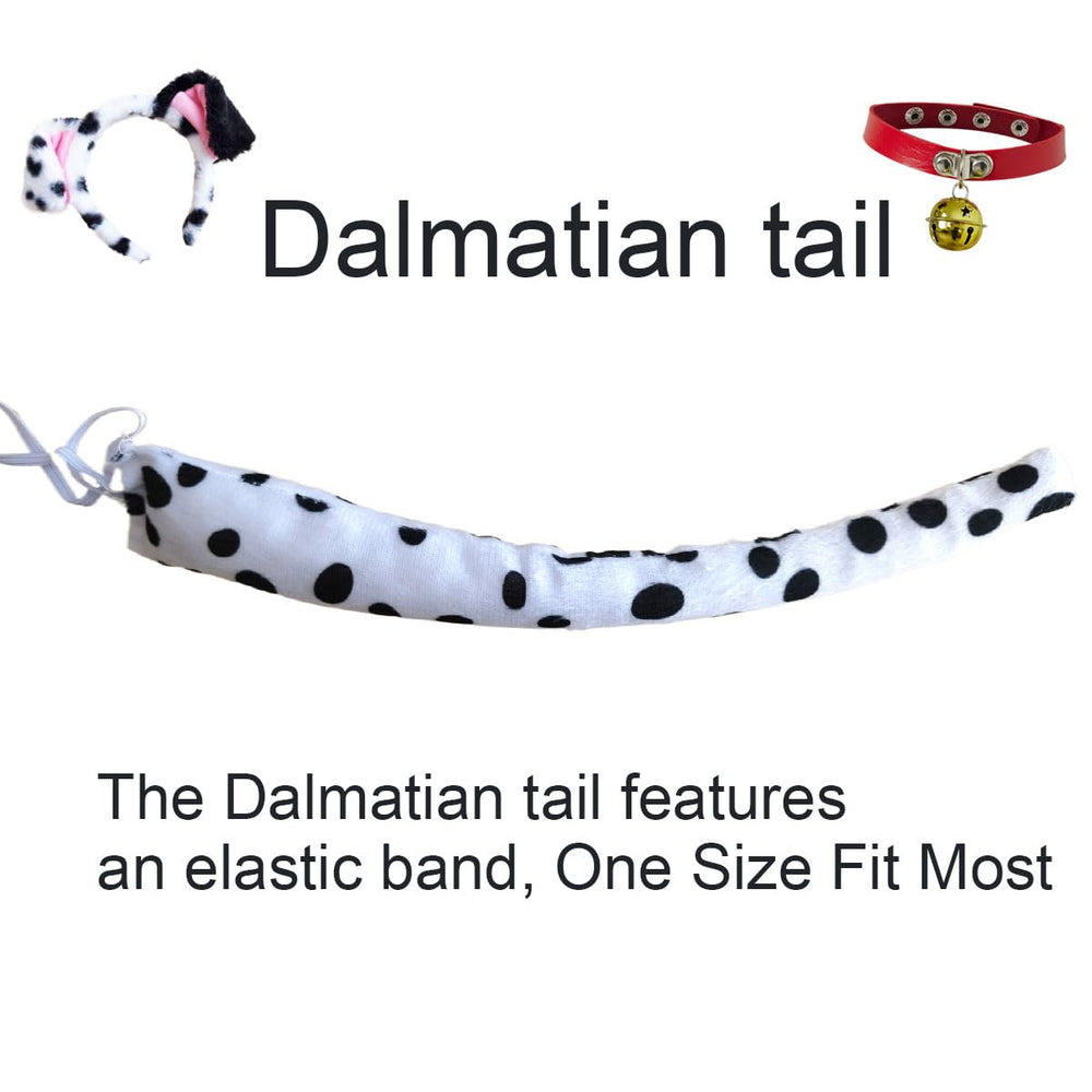 KIPSSMLSE Dalmatian costume tail shown close up with its elastic band.