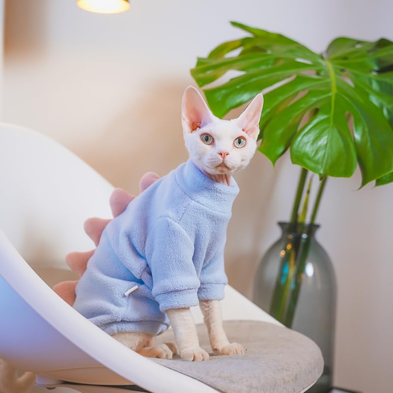 Kitipcoo cat sweater color options in pink, blue, grey and brown.