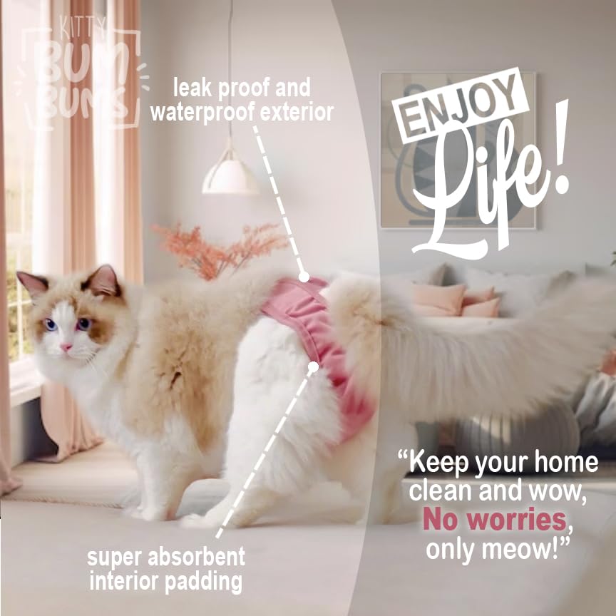 Kitty BumBums reusable cat diapers with adjustable tabs in close-up.