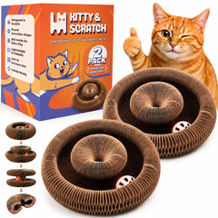 Kitty&Scratch Kitty Kurlz cat scratcher shown from the front in its assembled form.