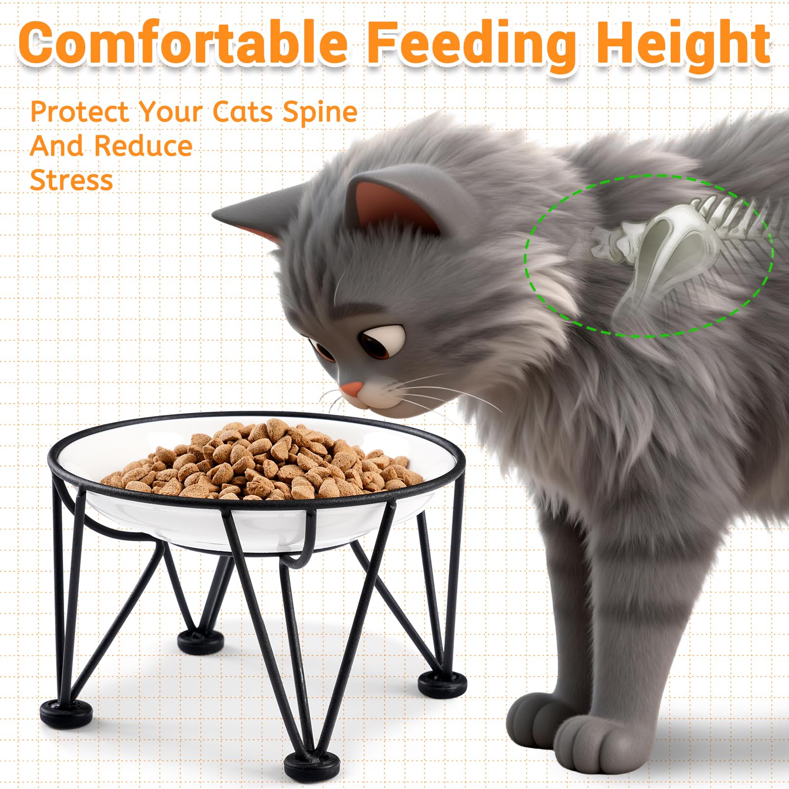 Kitwinney ceramic cat bowl shown close up to highlight its wide, shallow shape.