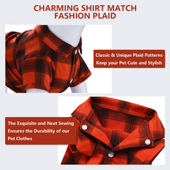 Koneseve plaid dog shirt shown worn by a pet.