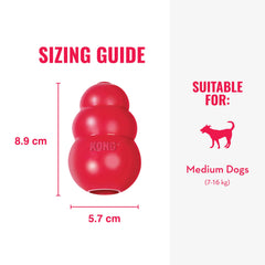 KONG Classic stuffable dog toy filled with a treat for enrichment play.