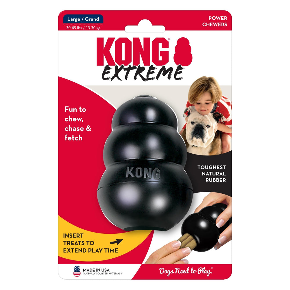 KONG Extreme dog toy packaging and product label shown together.