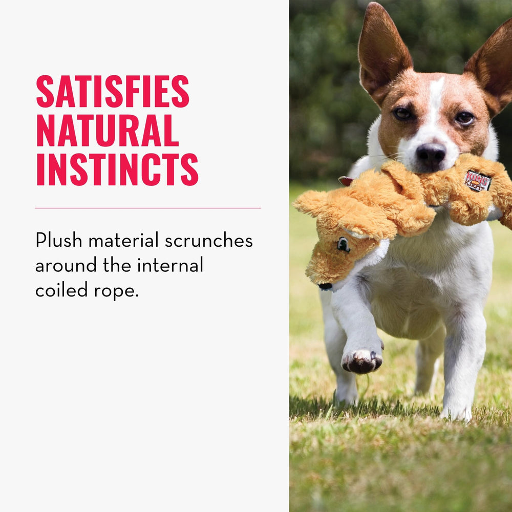 KONG Scrunch Knots Squirrel toy showing plush material scrunched around the rope.