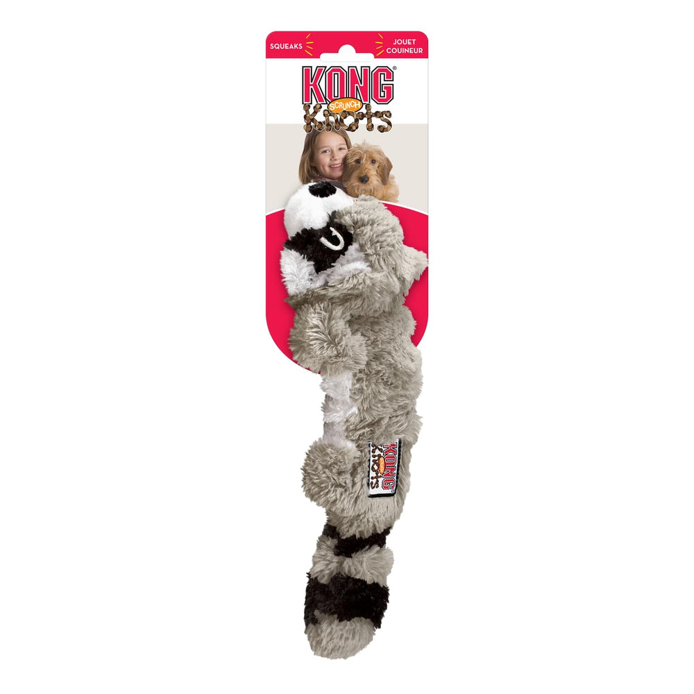 KONG Scrunch Knots toy detail highlighting its built-in squeaker.