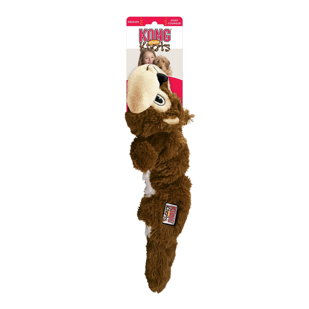 KONG Scrunch Knots Squirrel plush dog toy shown from an alternate angle.