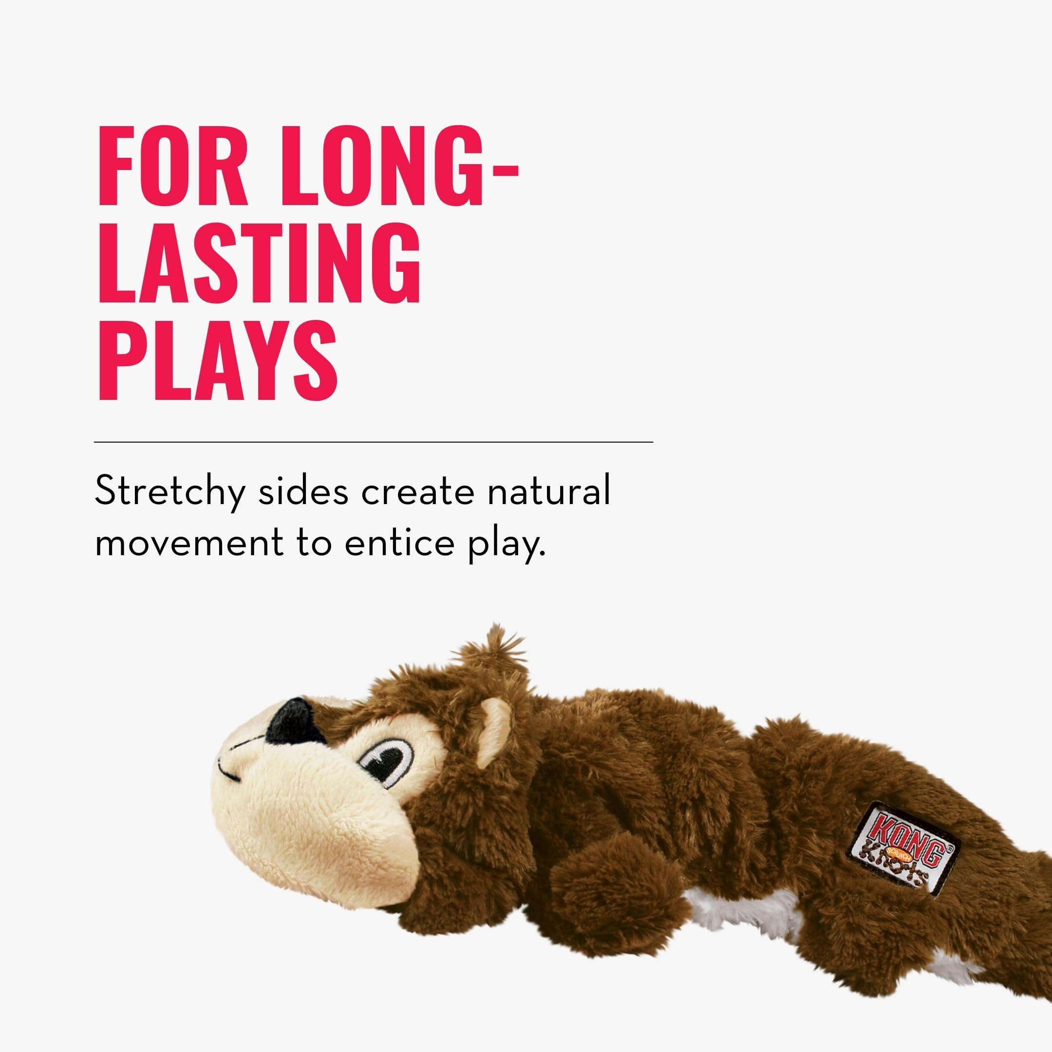 KONG Scrunch Knots plush dog toy shown during an interactive tug game.