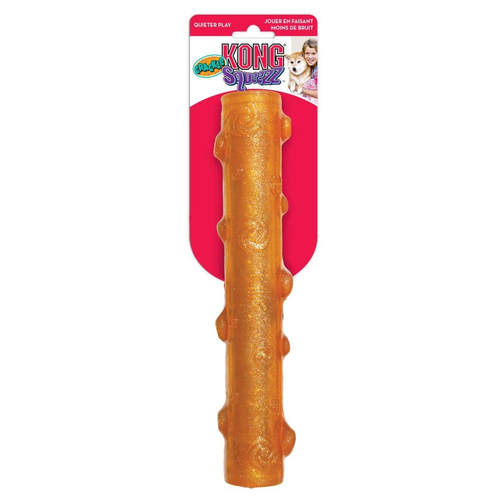 KONG Squeezz Crackle Stick highlighting its assorted bright colors.
