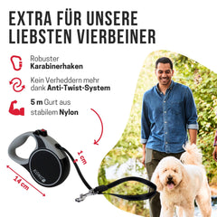 KONG Terrain retractable dog leash belt showing reflective stitching.
