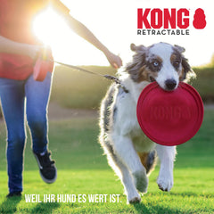 KONG Terrain retractable dog leash shown with its belt retracted.