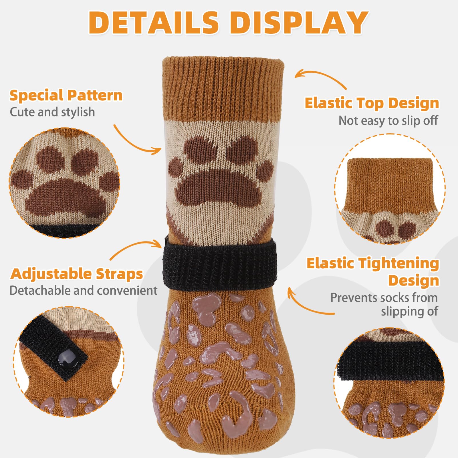 KOOLTAIL dog socks close-up showing the grip on both sides.