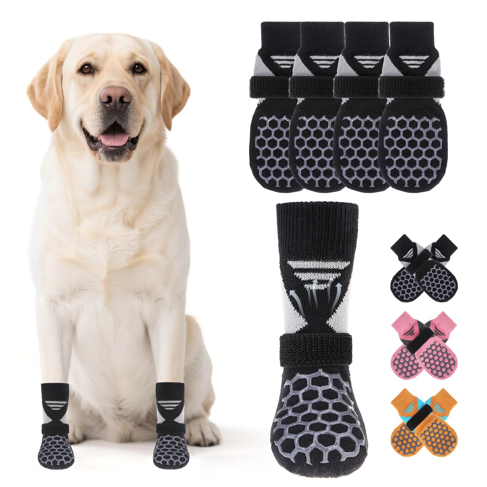 KOOLTAIL dog socks shown from the front to display their overall shape.