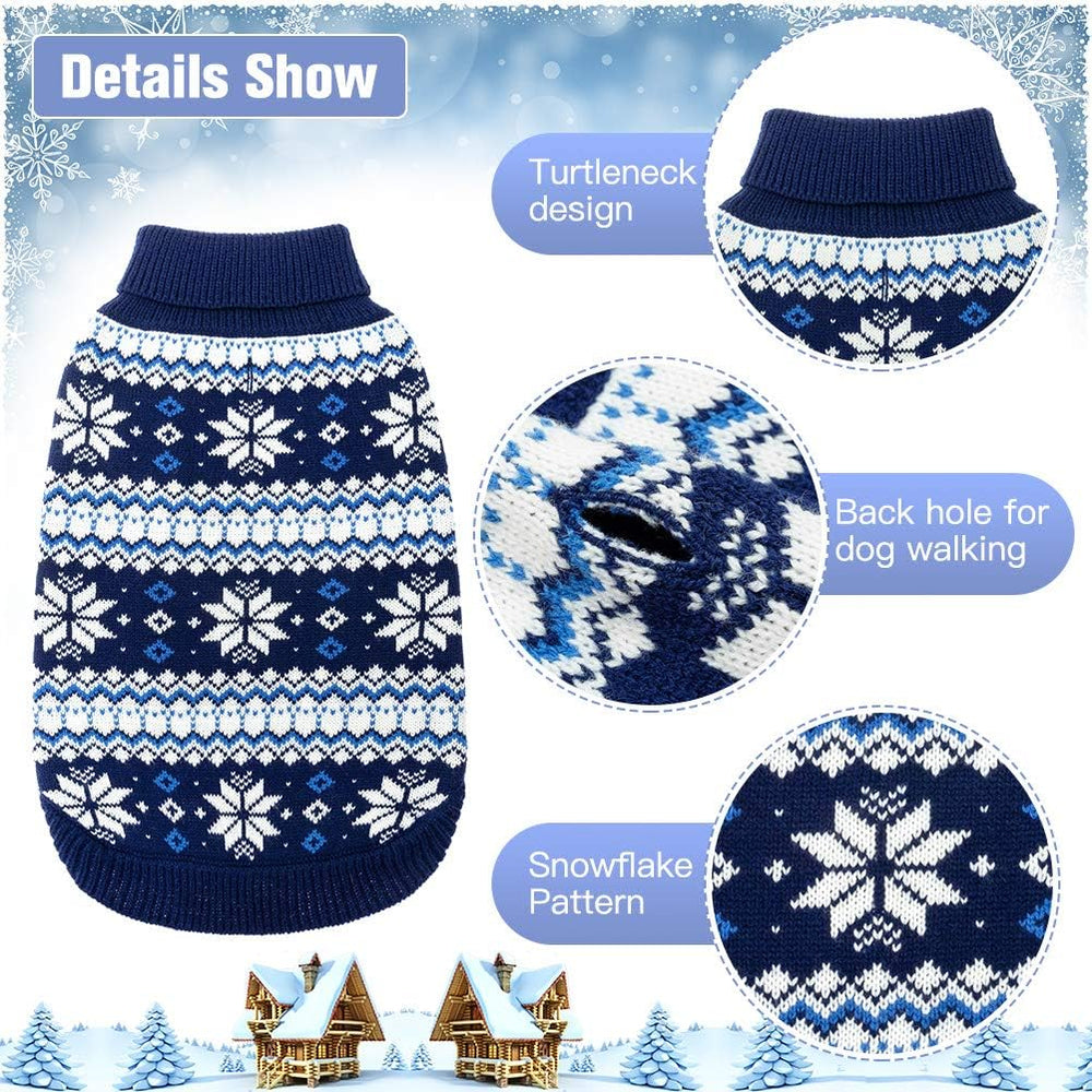 KOOLTAIL dog sweater detail highlighting the snowflake pattern.