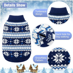 KOOLTAIL dog sweater detail highlighting the snowflake pattern.