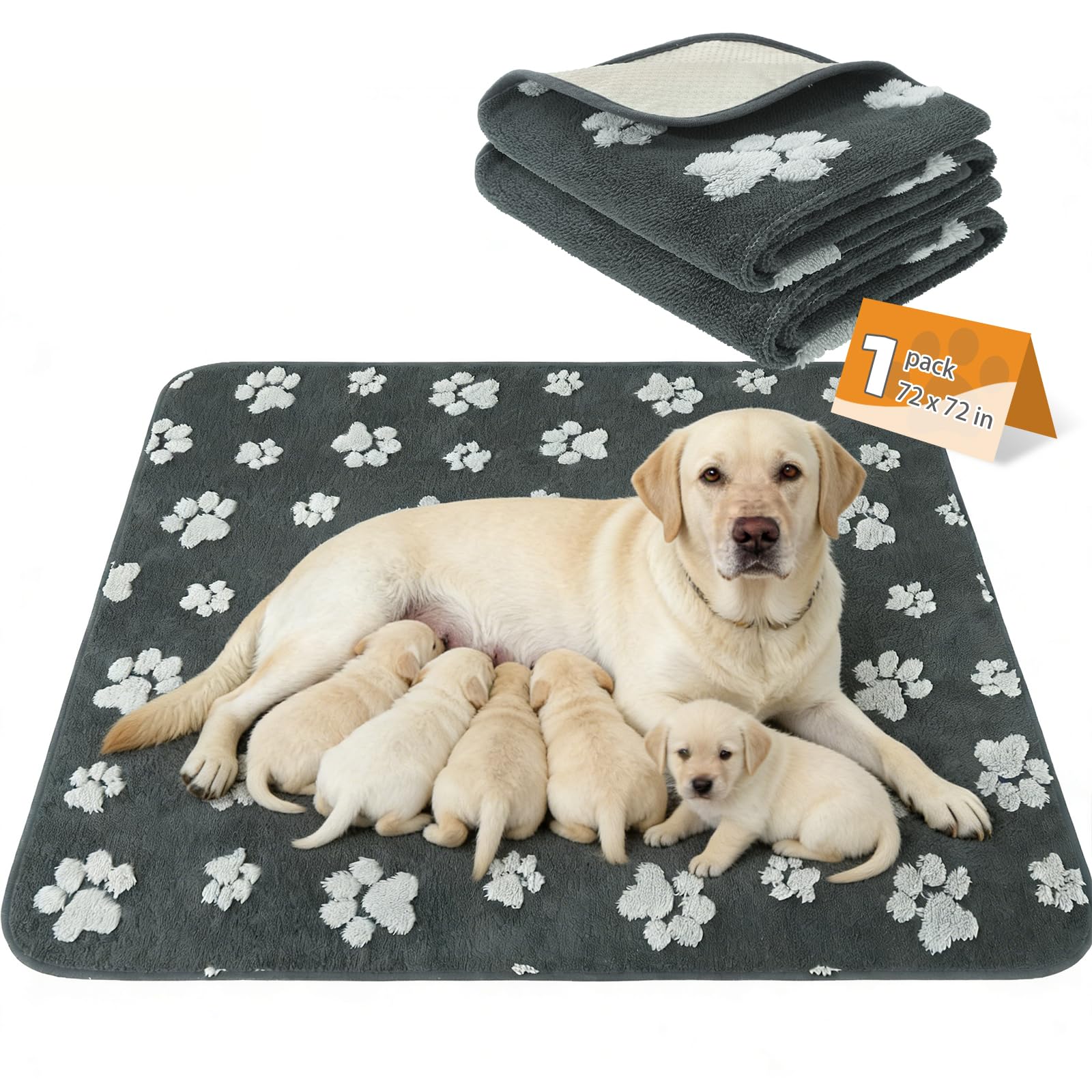 KOOLTAIL dog whelping pad shown laid flat to show its square shape.