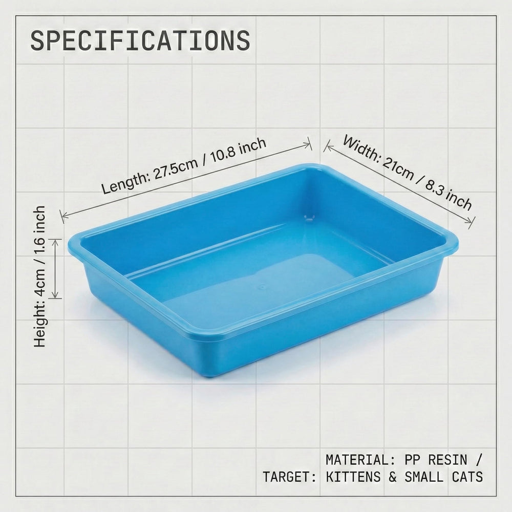 Koparion kitten litter box viewed from the side to show its low-entry shape.