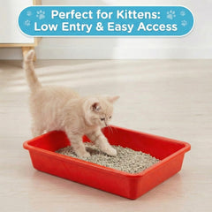 Koparion kitten litter box being rinsed with water for cleaning.