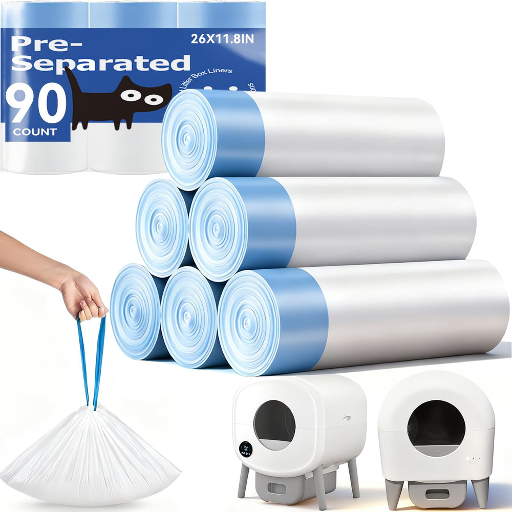 KropBom cat litter bags shown from the front as unscented automatic litter box liners.