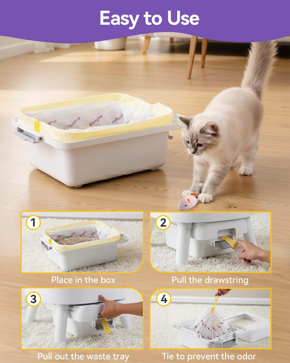 KropBom Cat Litter Box Bag shown in use for a multi-cat household.
