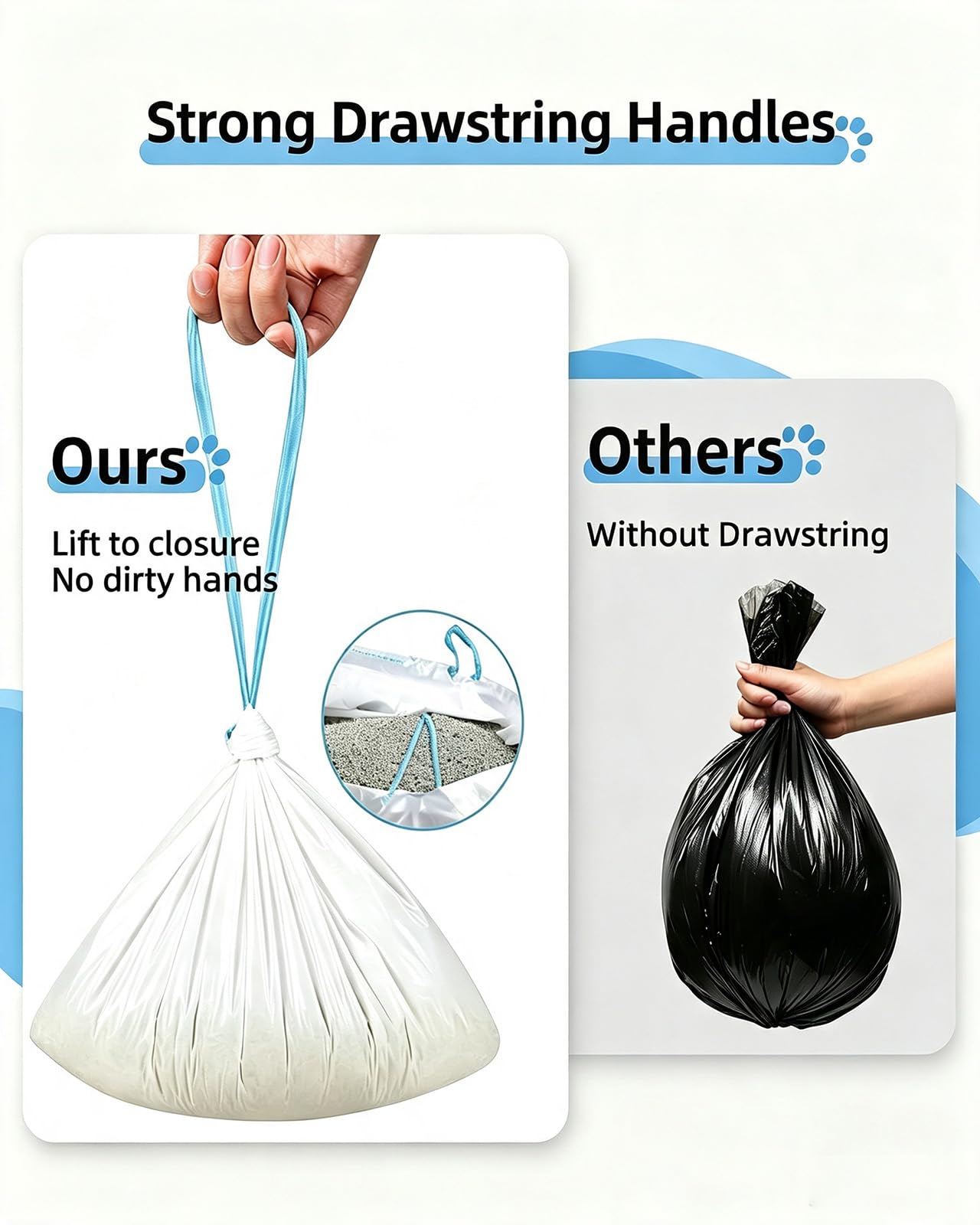 KropBom cat litter bag size guide showing its length and width.