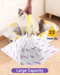 KropBom Cat Litter Box Bags size guide showing the liner dimensions.