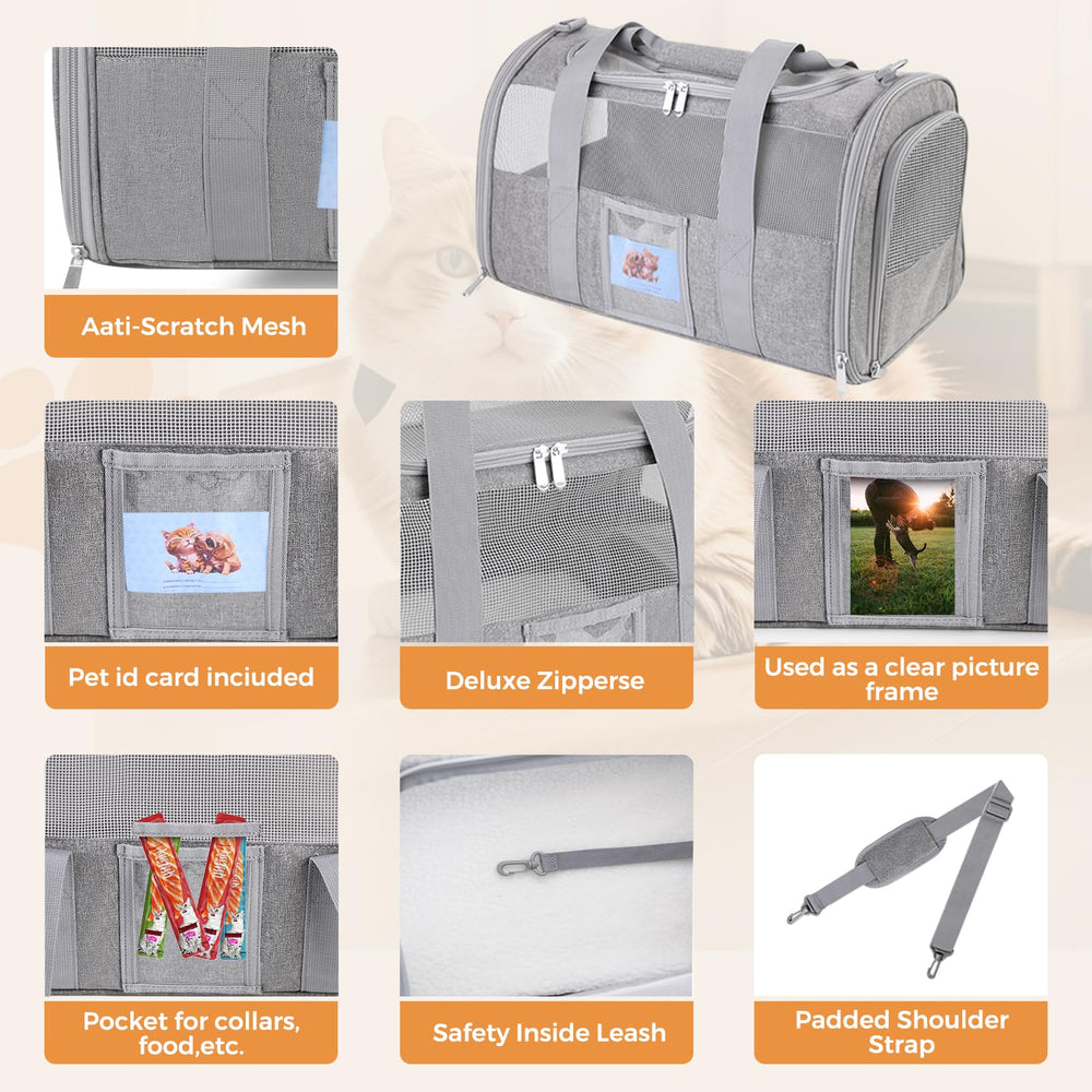 KTSOLRA cat carrier showing its top and side zippered openings.