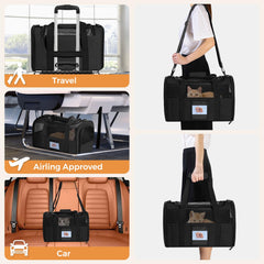 KTSOLRA soft cat carrier with the foldable fabric food container.